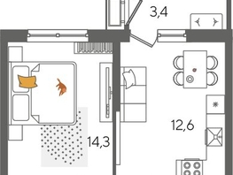 Продается 1-комнатная квартира ЖК Рекорд 2, литера 5, 41.4  м², 8934120 рублей