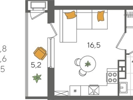 Продается Студия ЖК Рекорд 2, литера 5, 29.8  м², 6716920 рублей