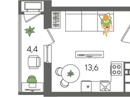 Продается Студия ЖК Рекорд 2, литера 5, 24.7  м², 6614660 рублей