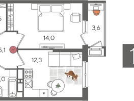 Продается 1-комнатная квартира ЖК Рекорд 2, литера 5, 41.6  м², 8852480 рублей