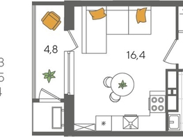 Продается Студия ЖК Рекорд 2, литера 5, 29.3  м², 6903080 рублей