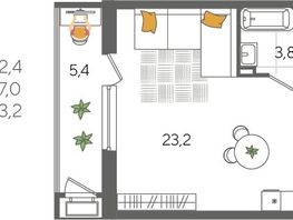Продается Студия ЖК Рекорд 2, литера 5, 32.4  м², 7302960 рублей