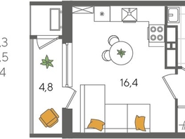 Продается Студия ЖК Рекорд 2, литера 5, 29.3  м², 6964610 рублей
