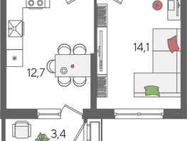 Продается 1-комнатная квартира ЖК Рекорд 2, литера 5, 41.9  м², 8493130 рублей
