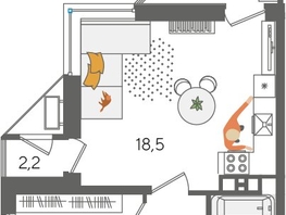 Продается 1-комнатная квартира ЖК Рекорд 2, литера 5, 42.9  м², 9961380 рублей