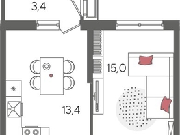 Продается 1-комнатная квартира ЖК Рекорд 2, литера 5, 41.6  м², 8602880 рублей