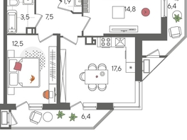 Продается 2-комнатная квартира ЖК Рекорд 2, литера 5, 70.6  м², 13463420 рублей