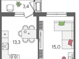 Продается 1-комнатная квартира ЖК Рекорд 2, литера 5, 41.4  м&sup2;, 10627380 рублей