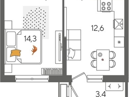 Продается 1-комнатная квартира ЖК Рекорд 2, литера 5, 41.4  м&sup2;, 10080900 рублей