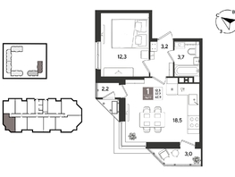 Продается 1-комнатная квартира ЖК Рекорд 2, литера 6, 42.9  м&sup2;, 11754600 рублей