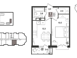 Продается 1-комнатная квартира ЖК Рекорд 2, литера 6, 41.4  м&sup2;, 10383120 рублей