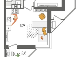 Продается 1-комнатная квартира ЖК Рекорд 2, литера 6, 51.8  м², 10360000 рублей