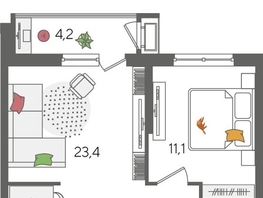 Продается 1-комнатная квартира ЖК Рекорд 2, литера 6, 48.8  м², 9525760 рублей