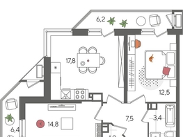 Продается 2-комнатная квартира ЖК Рекорд 2, литера 6, 70.5  м², 13740450 рублей