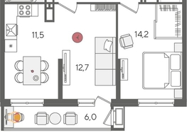 Продается 2-комнатная квартира ЖК Рекорд 2, литера 6, 58.6  м², 11884080 рублей