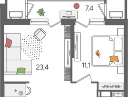 Продается 1-комнатная квартира ЖК Рекорд 2, литера 6, 51.7  м², 10065990 рублей