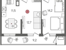 Продается 2-комнатная квартира ЖК Рекорд 2, литера 6, 61.8  м², 12489780 рублей