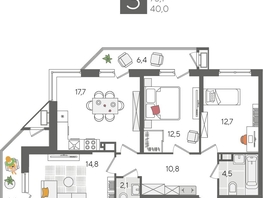 Продается 3-комнатная квартира ЖК Рекорд 2, литера 1, 87.9  м², 16665841 рублей