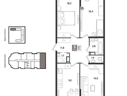 Продается 3-комнатная квартира ЖК Рекорд 2, литера 1, 101.3  м&sup2;, 19510380 рублей