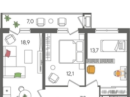 Продается 2-комнатная квартира ЖК Рекорд 2, литера 1, 63.9  м², 13744890 рублей