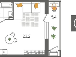 Продается Студия ЖК Рекорд 2, литера 1, 32.4  м², 7652880 рублей
