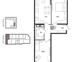 Продается 2-комнатная квартира ЖК Рекорд 2, литера 1, 71.7  м&sup2;, 15523050 рублей