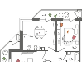 Продается 2-комнатная квартира ЖК Рекорд 2, литера 1, 70.6  м², 13406940 рублей
