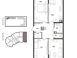 Продается 3-комнатная квартира ЖК Рекорд 2, литера 2, 98.3  м&sup2;, 19424080 рублей