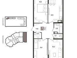 Продается 3-комнатная квартира ЖК Рекорд 2, литера 2, 97.3  м&sup2;, 19907580 рублей