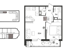 Продается 1-комнатная квартира ЖК Рекорд 2, литера 2, 51.7  м&sup2;, 13054250 рублей