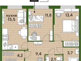 Продается 2-комнатная квартира ЖК DOGMA PARK (Догма парк), лит 12, 60.1  м², 9063080 рублей