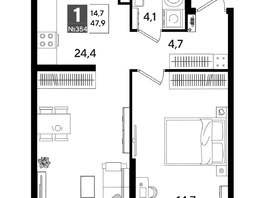 Продается 1-комнатная квартира ЖК DOGMA PARK (Догма парк), лит 13, 47.9 м², 8075940 рублей