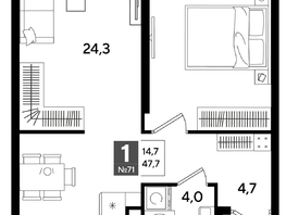 Продается 1-комнатная квартира ЖК DOGMA PARK (Догма парк), литера 16, 47.7  м², 8113771 рублей