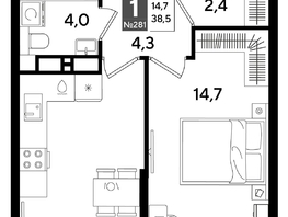 Продается 1-комнатная квартира ЖК DOGMA PARK (Догма парк), литера 16, 38.5  м², 7415100 рублей