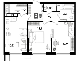 Продается 2-комнатная квартира ЖК DOGMA PARK (Догма парк), лит 17, 58.8  м², 9172800 рублей