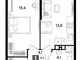 Продается 1-комнатная квартира ЖК DOGMA PARK (Догма парк), литера 19, 39  м², 7137000 рублей