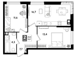 Продается 2-комнатная квартира ЖК DOGMA PARK (Догма парк), лит 20, 53.7 м², 8473860 рублей