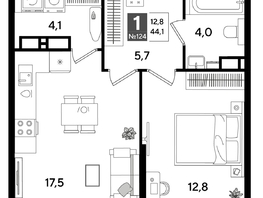 Продается 1-комнатная квартира ЖК ДОГМА ПАРК, лит 20, 43.7  м&sup2;, 8416620 рублей