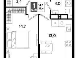 Продается 1-комнатная квартира ЖК DOGMA PARK (Догма парк), лит 20, 38.4  м², 7415040 рублей