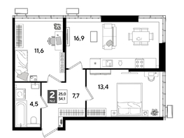 Продается 2-комнатная квартира ЖК DOGMA PARK (Догма парк), литера 18, 54.1  м², 8618130 рублей