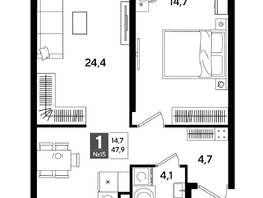 Продается 1-комнатная квартира ЖК DOGMA PARK (Догма парк), литера 18, 47.9  м², 8095100 рублей