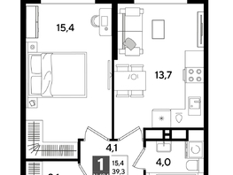 Продается 1-комнатная квартира ЖК DOGMA PARK (Догма парк), литера 18, 39.3  м², 7105440 рублей