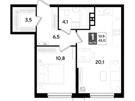 Продается 1-комнатная квартира ЖК DOGMA PARK (Догма парк), литера 18, 45  м², 8154000 рублей