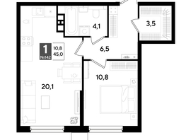 Продается 1-комнатная квартира ЖК DOGMA PARK (Догма парк), литера 18, 45  м&sup2;, 8352000 рублей