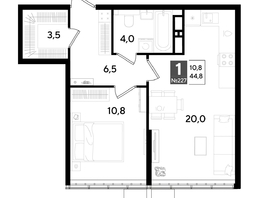 Продается 1-комнатная квартира ЖК DOGMA PARK (Догма парк), литера 18, 44.8  м², 8243200 рублей