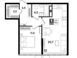 Продается 1-комнатная квартира ЖК DOGMA PARK (Догма парк), литера 18, 46.2  м², 8510040 рублей