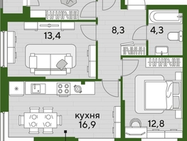 Продается 3-комнатная квартира ЖК DOGMA PARK (Догма парк), литера 18, 70.6  м², 10095800 рублей