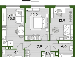 Продается 2-комнатная квартира ЖК DOGMA PARK (Догма парк), литера 18, 59.6  м², 9023440 рублей