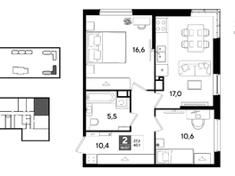 Продается 2-комнатная квартира ЖК DOGMA PARK (Догма парк), литера 21, 60.1  м&sup2;, 9622010 рублей