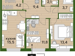 Продается 2-комнатная квартира ЖК DOGMA PARK (Догма парк), литера 21, 60.1  м², 9231360 рублей